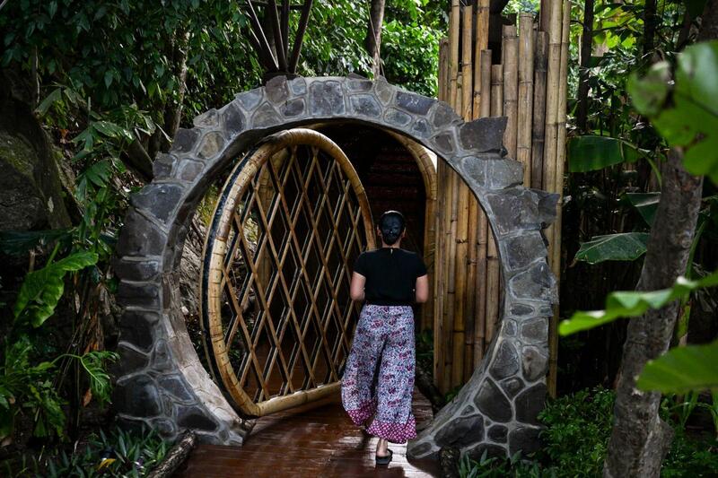 Ayurvedic bamboo gate archway